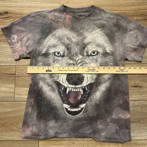 The Mountain Wolf Face Graphic T Shirt Adult SZ LARGE Gray Tie Dye Wildlife 2014 - Picture 6 of 9